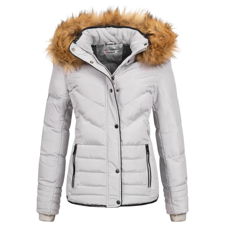 Elara Damen Steppjacke Winter Tailliert Chunkyrayan M Grau, M Grau