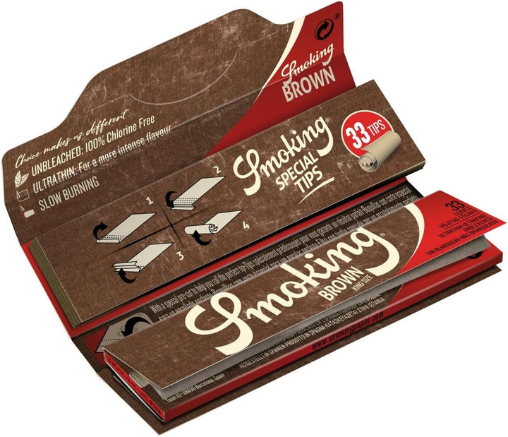 SMOKING 3593 Zigarettenpapier King Size Brown + Tips 33x24Bl.