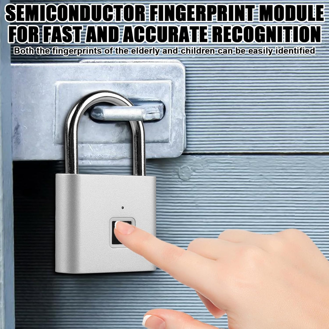 2 Stück Fingerabdruck Schloss, Biometrisch, Vorhängeschloss, Smart Schloss Wasserdicht, USB-Aufladun