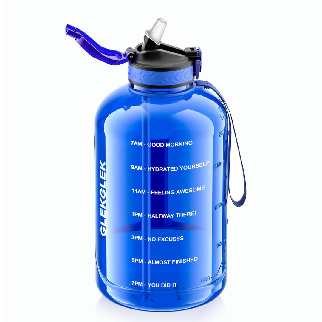 3 Liter Trinkflasche mit Strohhalm Uhrzeit Zeitmarkierung Gym Flasche BPA Frei für Sport Fitness (Du