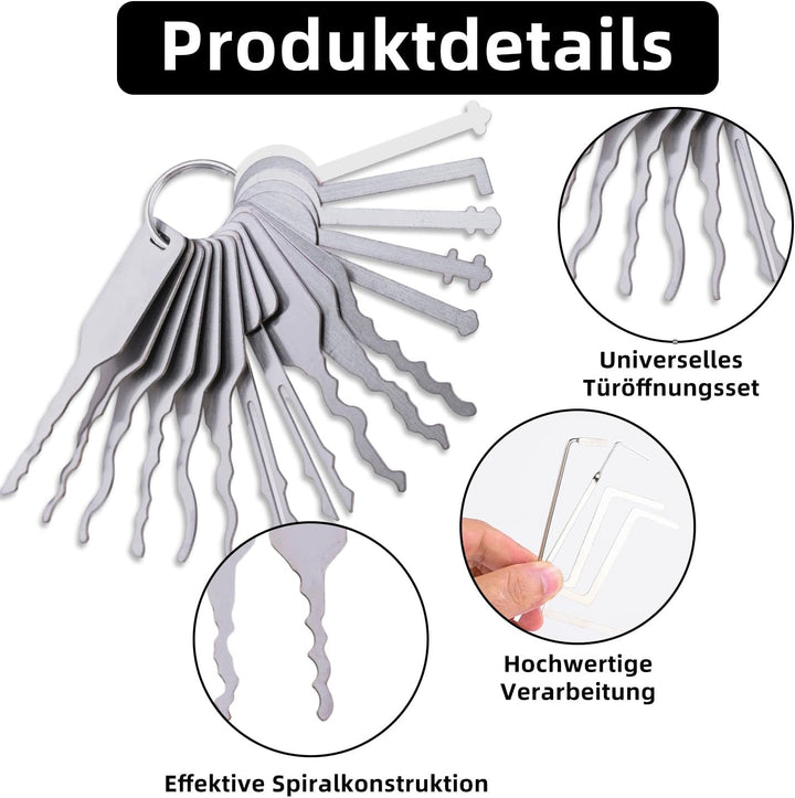 21 Stk Türöffnungswerkzeug Set, Edelstahl Dietrich Schlüsselrohlinge, Türöffner Werkzeug für elektri