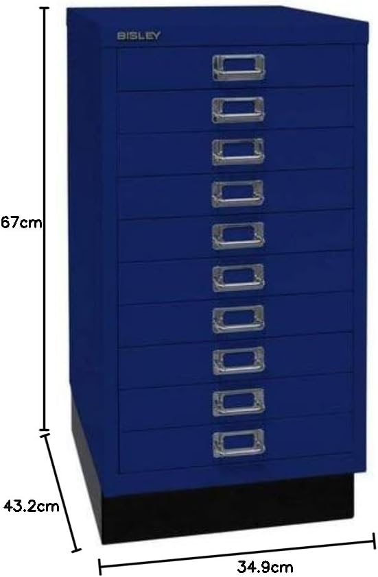 BISLEY MultiDrawer, 29er Serie mit Sockel, DIN A3, 10 Schubladen, Metall, 639 Oxfordblau, 43.2 x 34.