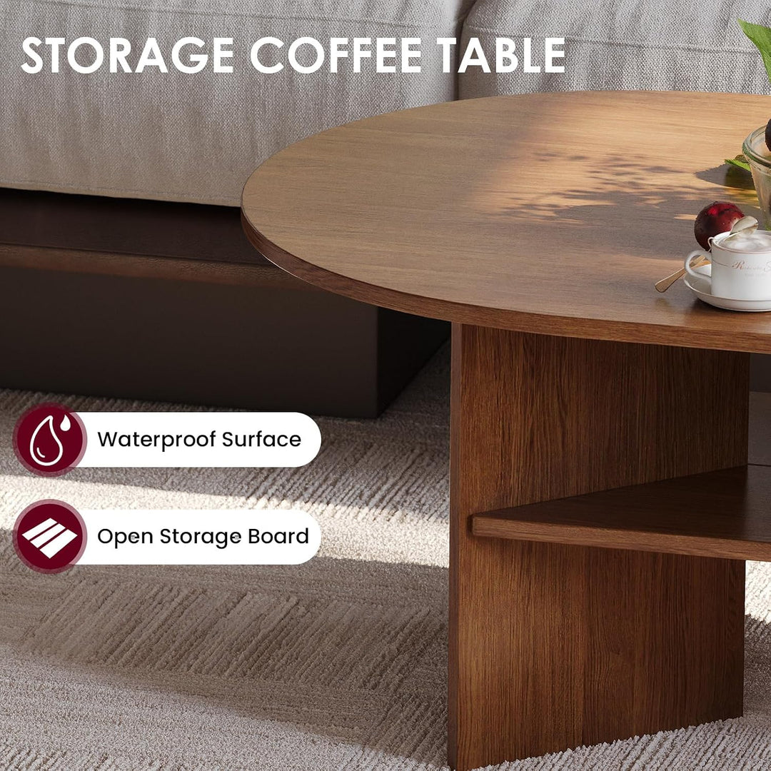 YOUDENOVA Couchtisch Ovaler Beistelltisch Holz Modern Wohnzimmertisch Coffee Table Klein Tisch für W