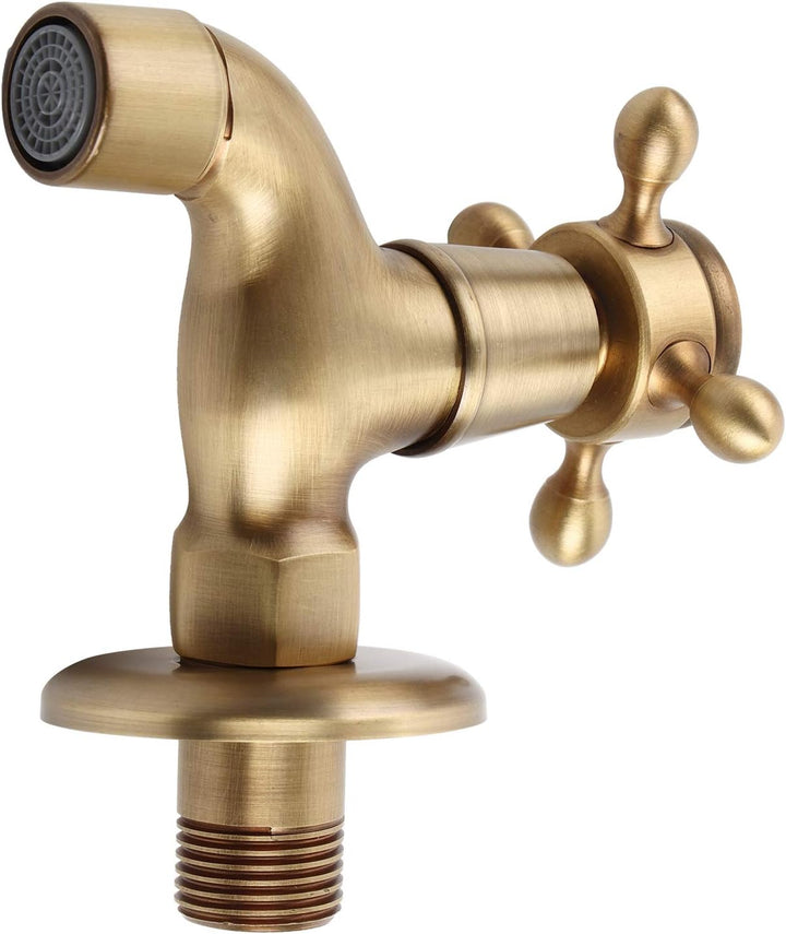 Wasserhahn, Messing Wasserhahn Wandmontage Vintage Massivem Messing Wasserhahn Einzigen Kaltes Wasse