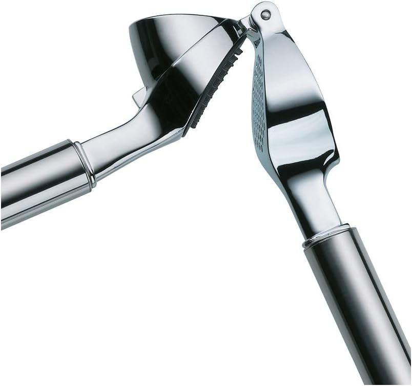 kela Knoblauchpresse Edelstahl 20 x 3,5 cm Rondo, spülmaschinenfest, Silber glänzend, 20 x 3.5 x 2 c