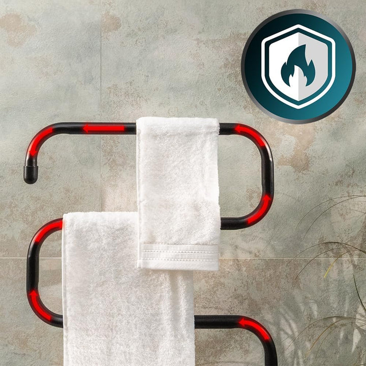 Cecotec Electric Towel Radiator Low Consumption - ReadyWarm 5000 Towel Black. Towel dryer 100 W, Lig