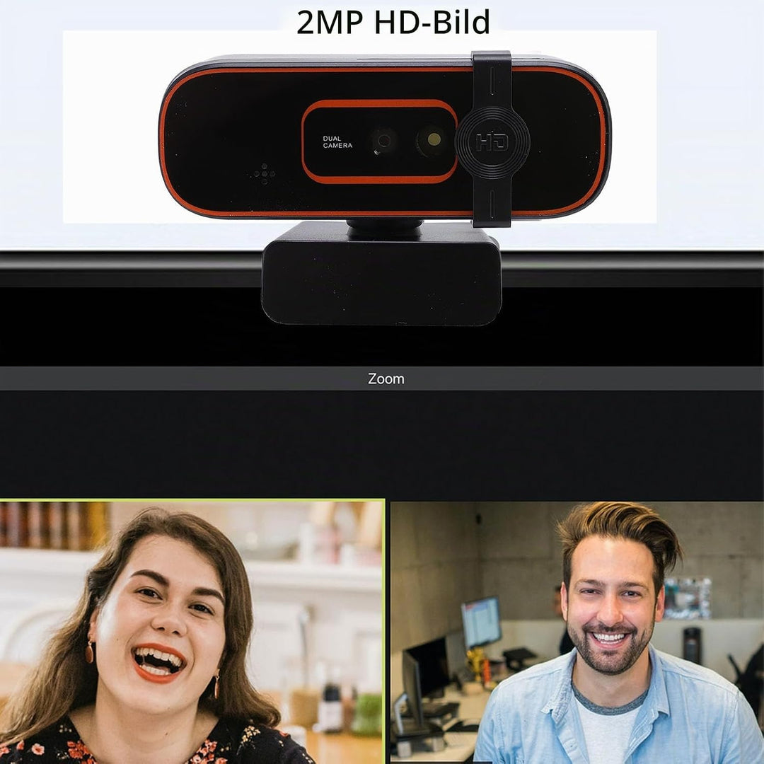 XUMIUZIY 1080P 30FPS Webcam mit Hello, Gesichtserkennungs Webcam mit privater Abdeckung, integrierte