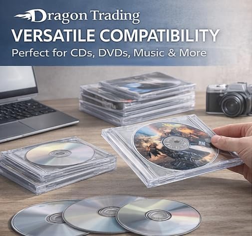 Dragon Trading CD-Hüllen für 1 CD / DVD / Blu-Ray-Disc, 10,4 mm, transparent, 100 Stück