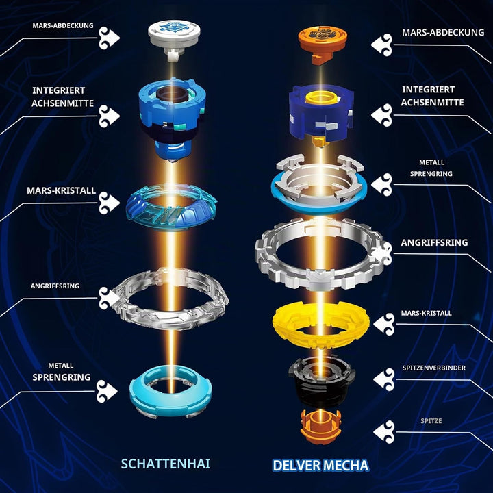 INFINITY NADO Kreisel Serie Split, Metallische Battle Tops Kreisel mit Launcher, Kinderspielzeug Jun