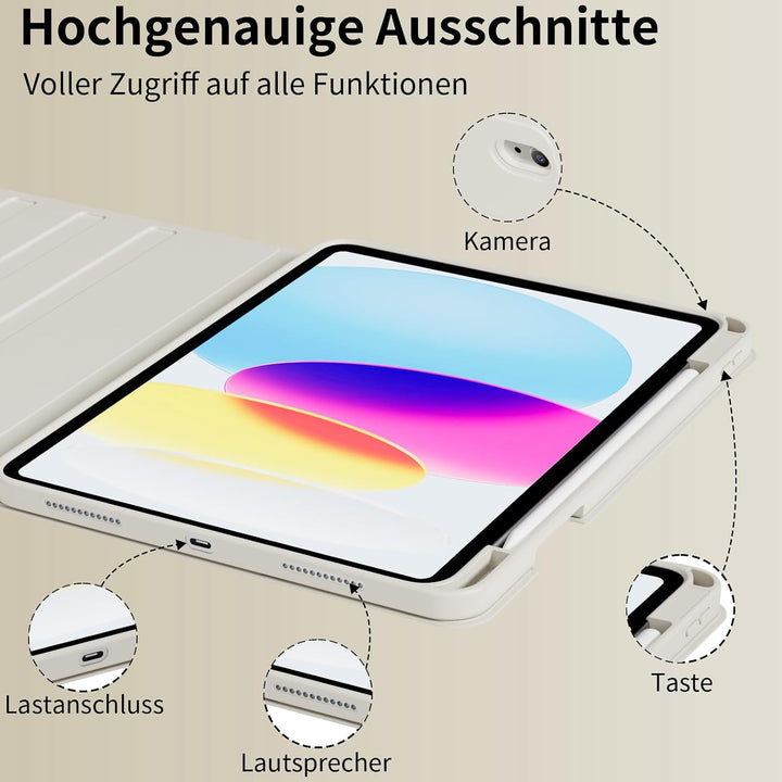 Hülle mit Tastatur für iPad A16 11/10 Gen 11/10,9 Zoll 2025/2022 | Integrierter Stifthalter Folio-St
