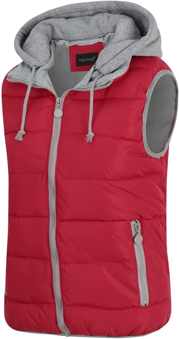 YOUTHUP West Damen Steppweste mit Kapuze Leicht Winterweste Freizeit Outdoor Ärmellos Jacke Gilet Bo