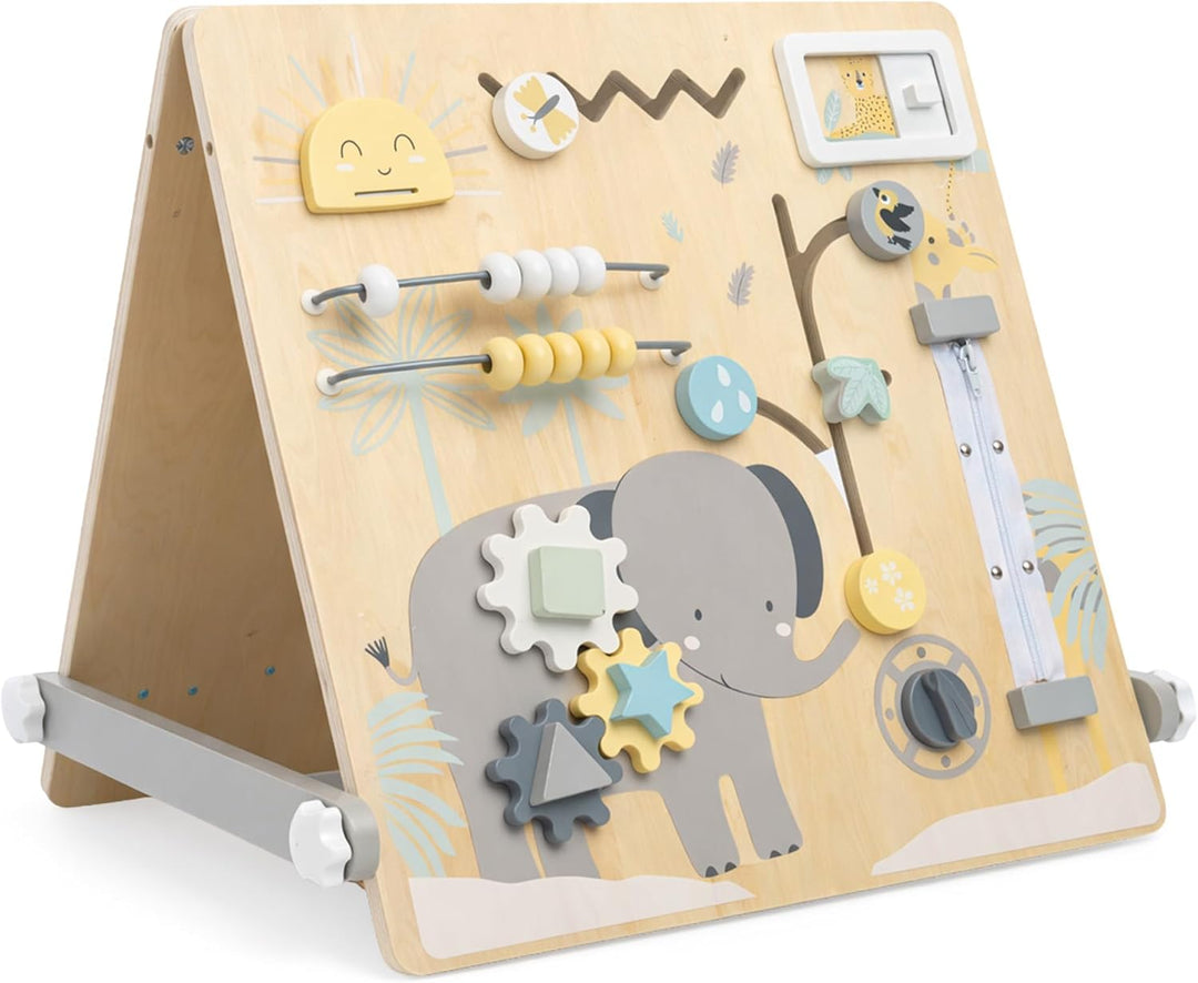 mamabrum Doppelseitige Holz Lerntafel 2in1 für Kinder, Montessori Spielzeug mit Magnettafel und Sens