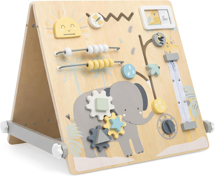 mamabrum Doppelseitige Holz Lerntafel 2in1 für Kinder, Montessori Spielzeug mit Magnettafel und Sens