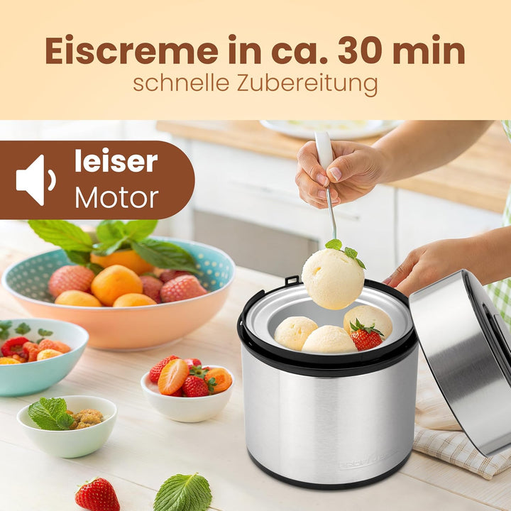 Profi Cook Eismaschine PC-ICM 1140 Eiscreme-Maker für Speiseeis, Frozen-Joghurt und Sorbet, inkl. Re
