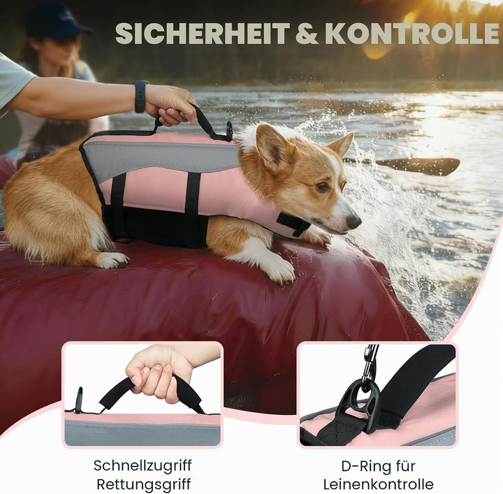 VIVAGLORY Front Float Schwimmweste Hund, Hundeschwimmweste für Bootfahren, Schwimmweste with Kopfstü