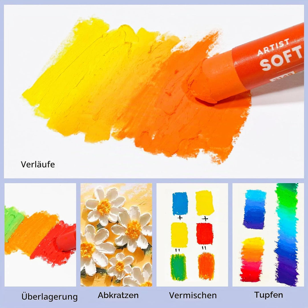 Arrtx Ölpastellkreiden,48 Farben Set,Ungiftige weiche Ölpastellkreiden für Malerei, Zeichnen, Mische