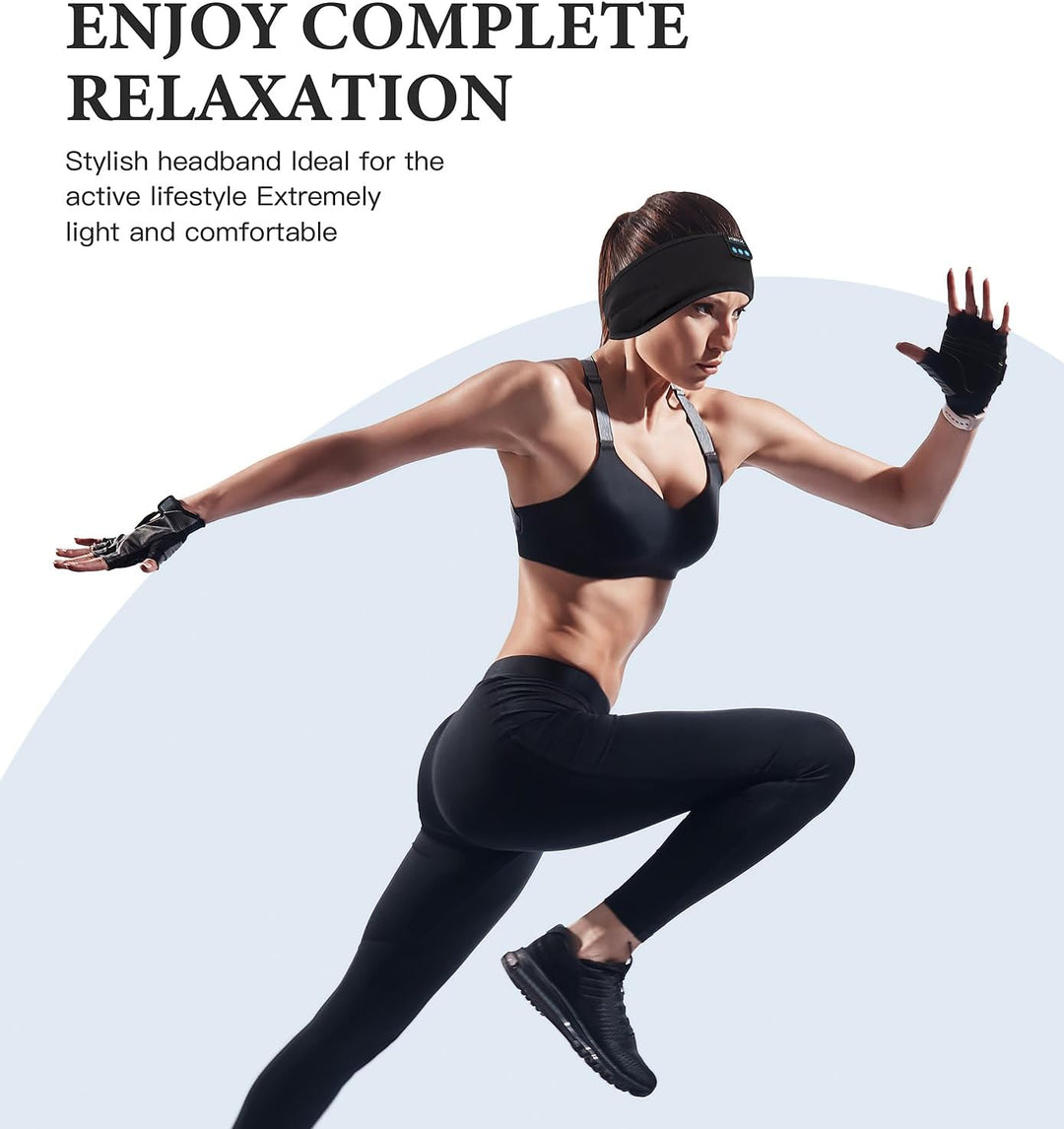 Voerou Schlafkopfhörer Bluetooth V5.2, Verstellbare Sports Kopfhörer Stirnband, Kabellos Kopfhörer S