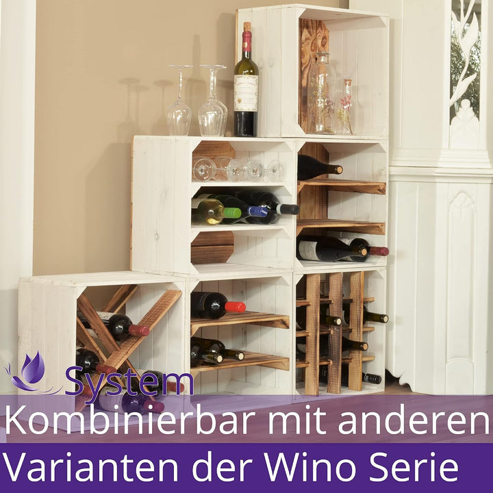 3 Set Weinregal Wino aus Holz - Greta Geflammt 2X Regal Holzkiste 3 2x Geflammt Regal, 3 2x Geflammt