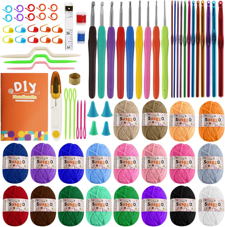 SusggO Häkel-Set für Anfänger, Häkeln, Häkeln, Häkeln, Häkeln, Häkeln, Häkeln, Häkeln, 81 Stück Farb