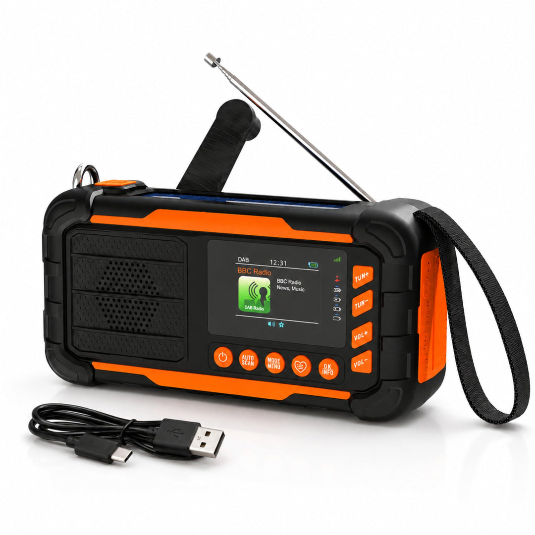 ration1 DAB+ Radio Kurbelradio Notfallradio mit Powerbank, Solar &amp; Kurbel | 10.000 mAh, 80 h Laufzei