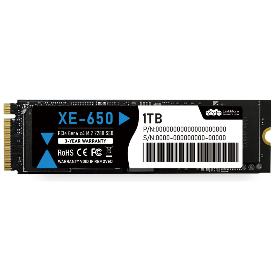LinkMore XE-650 1TB NVMe SSD PCIe 4.0 M.2 2280 Interne SSD, Lesen bis zu 7200 MB/s, Schreiben bis zu