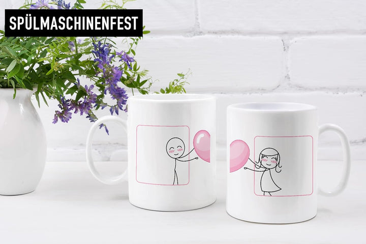 Trendation - Fernbeziehung Geschenke Tassen Set Partner Liebe Geschenk für Freundin Freund Liebesges