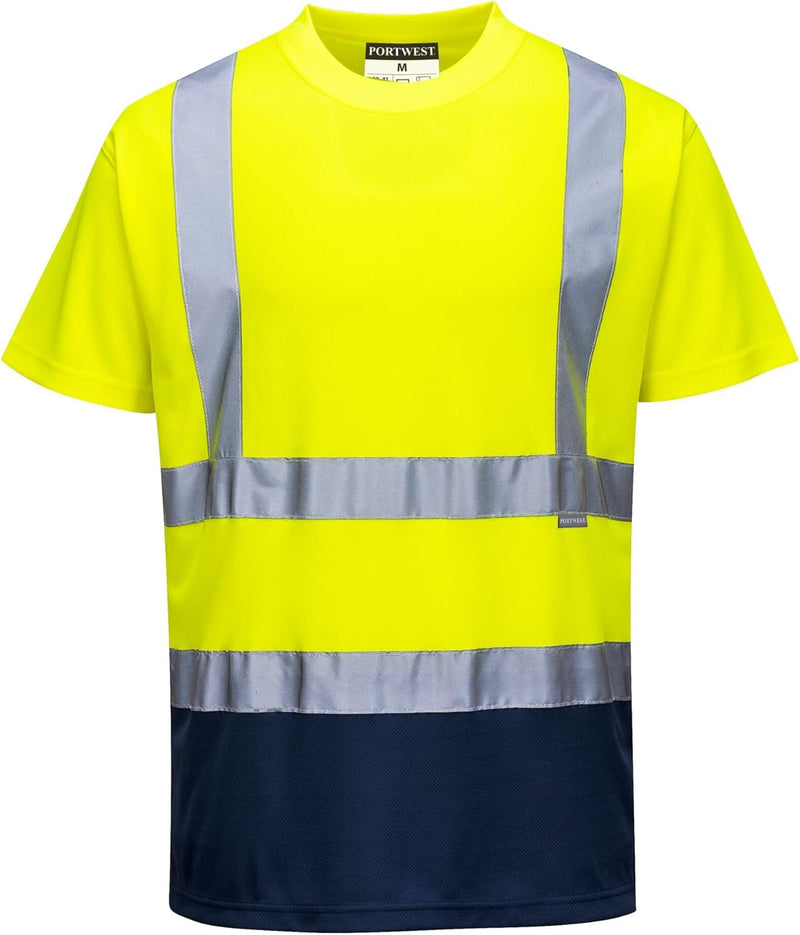 Portwest Zweifarbiges Warnschutz T-Shirt, Grösse: 6XL, Farbe: Gelb/Marine, S378YNR6XL 6XL Gelb / Mar