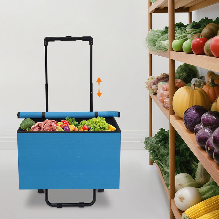 Klappbarer Einkaufswagen 64L Tragkorb 80kg Belastbarkeit faltbar für Einkauf Supermarkt Wochenmarkt