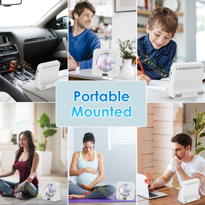 Gueray Desktop CD Player Bluetooth CD-Spieler mit Lautsprechern für Zuhause Tragbarer CD-Player mit