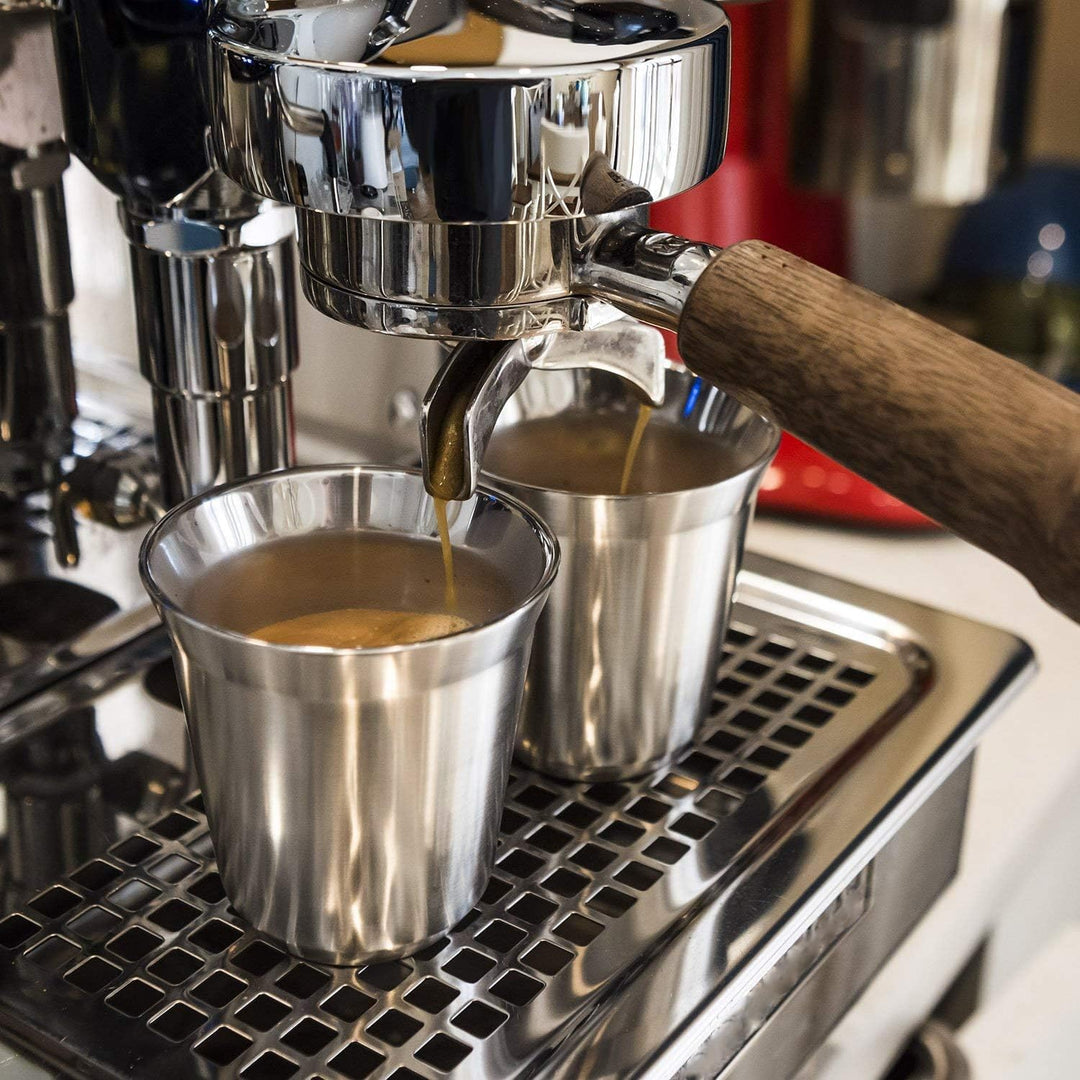 Love-KANKEI Espressotassen Mokkatassen Edelstahl Kaffeetassen 150ml 2Stk. | Doppelwandige Espressobe