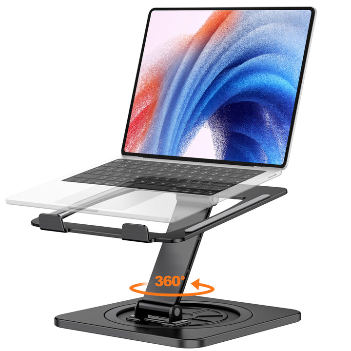 EOIWUY Laptop Ständer mit 360° Drehteller, Verstellbar Laptop Stand Aluminium, Ergonomischer, Belüft