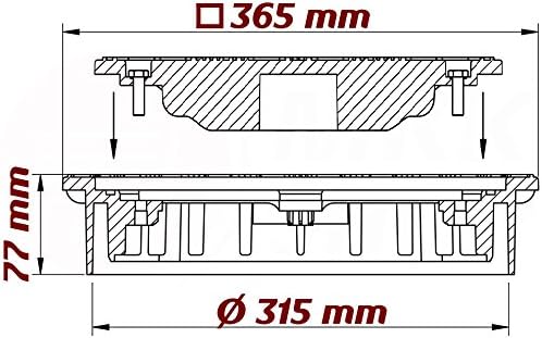 Kanaldeckel Ø 315 mm Kanalschacht Deckel Hof Telskopabdeckung 3 T 30 kN KG Rohr 4. Ø 315 mm eckig, 4