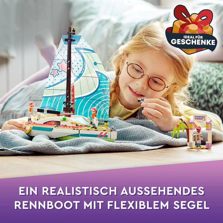 LEGO 41716 Friends Stephanies Segelabenteuer Spielzeug-Segelboot mit 3 Mini-Puppen, Geschenk für Kin