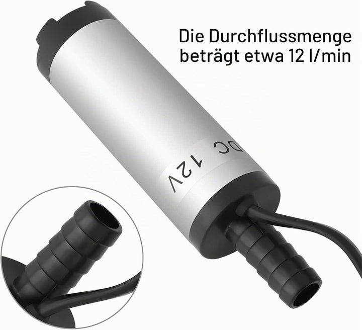 12V 3,8cm 12L /min Edelstahl Tauchpumpe Entladung Diesel Wasser Kerosin Tanken Werkzeug 8500r/m