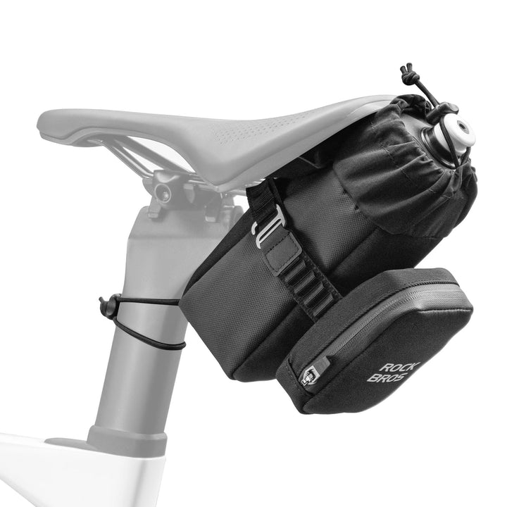 ROCKBROS Fahrrad Satteltasche mit Flaschenhalter und 0,3L Mini Tragbare Fahrradsatteltasche, Kompakt