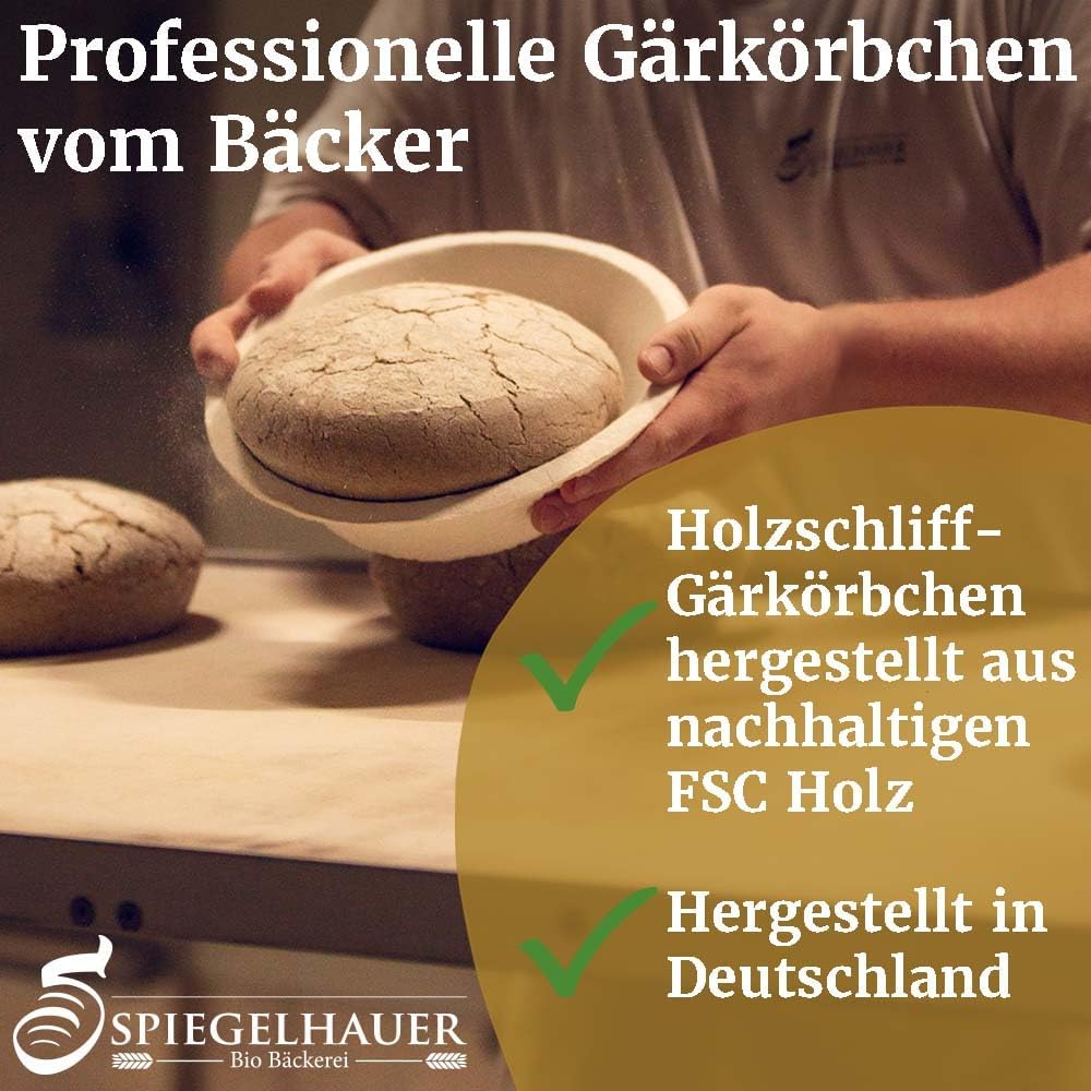 Bäckerei Spiegelhauer Gärkörbchen Set - 3er Set I Form Rund Gross 1kg + Rund Klein 500g + Oval 1kg I
