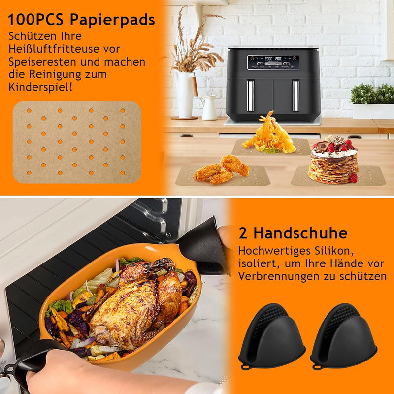 MILFECH Heissluftfritteuse Zubehör Airfryer Zubehör für Ninja Foodi AF300EU AF400EU 7.6L-9.5L und me