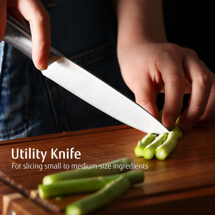 hecef Messerset 3 tlg, Scharfe Küchenmesser mit Edelstahlklinge und hohlem Griff, Kochmesser Set mit