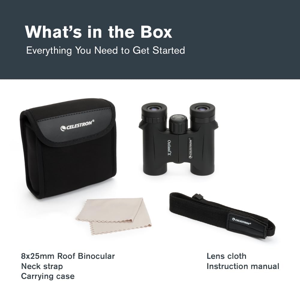 Celestron 71340 8 x 25 Outland X-Fernglas, Schwarz Outland X 8 x 25 Compact Roof Prism, Outland X 8
