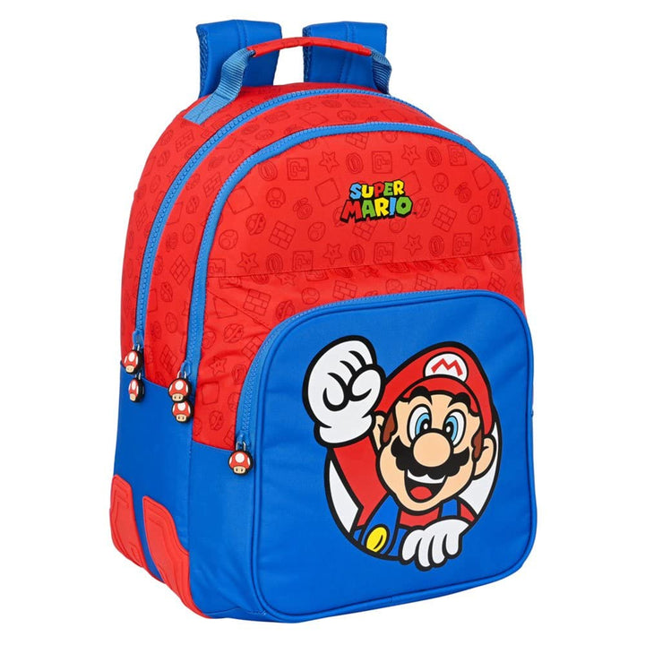 SAFTA Unisex Kinder, bunt 612108773 Mario Bros Doppelter Rucksack, 32 x 42 x 15 cm