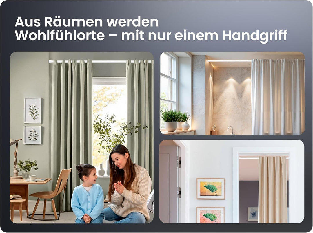 Vorhangstange ohne Bohren - Weiss - Gardinenstange zum Klemmen - Spannstange Ausziehbar - Klemmstang