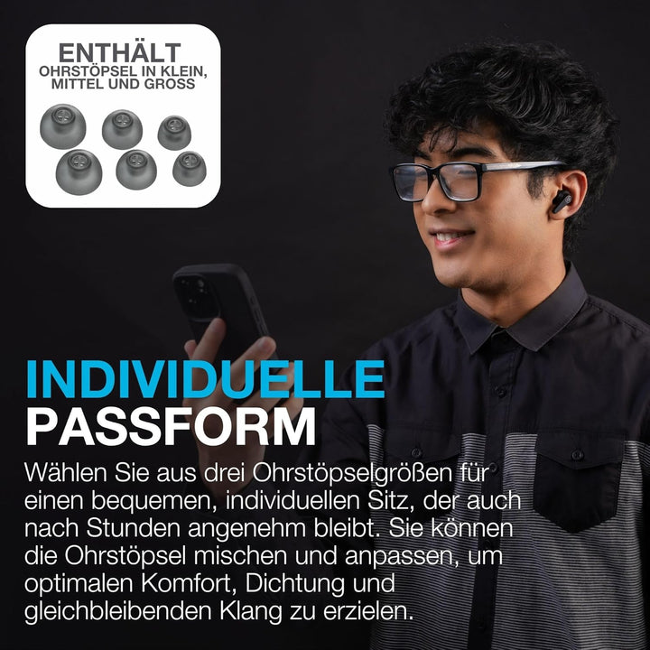 JLab Go Pods ANC In-Ear Kopfhörer Bluetooth mit Noise Cancelling - Kabellose Earbuds mit 26+ Std. -