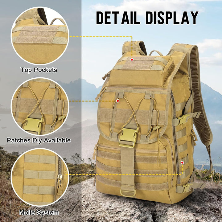 SHANNA Militärrucksack 35L/50L Armee Rucksack Molle, Hohe Kapazität Trekkingrucksack Wanderrucksäcke