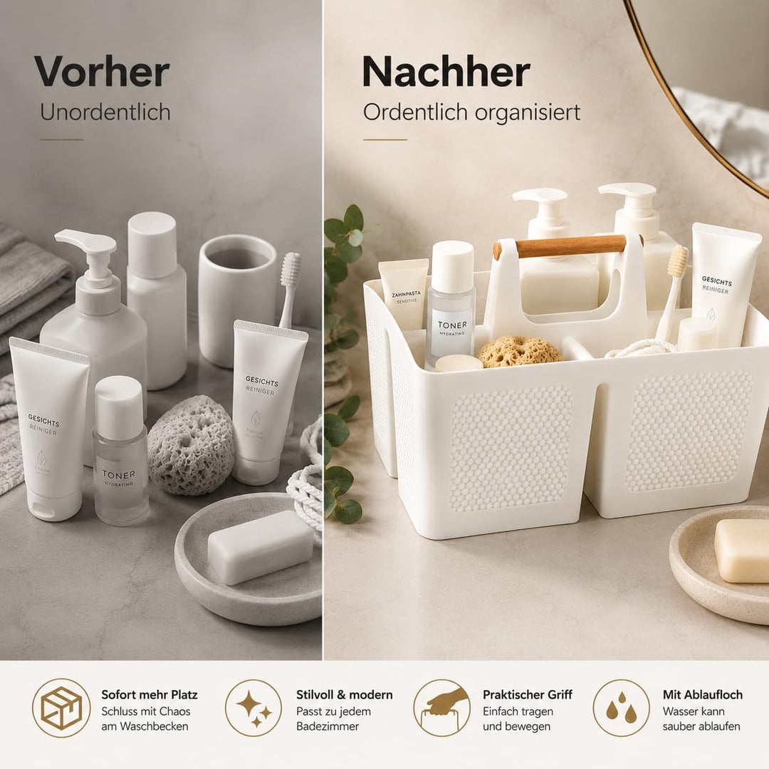 ALINK Portable Dusche Caddy Korb mit Fächern, Kunststoff geteilt Reinigung Caddy Organizer Storage T