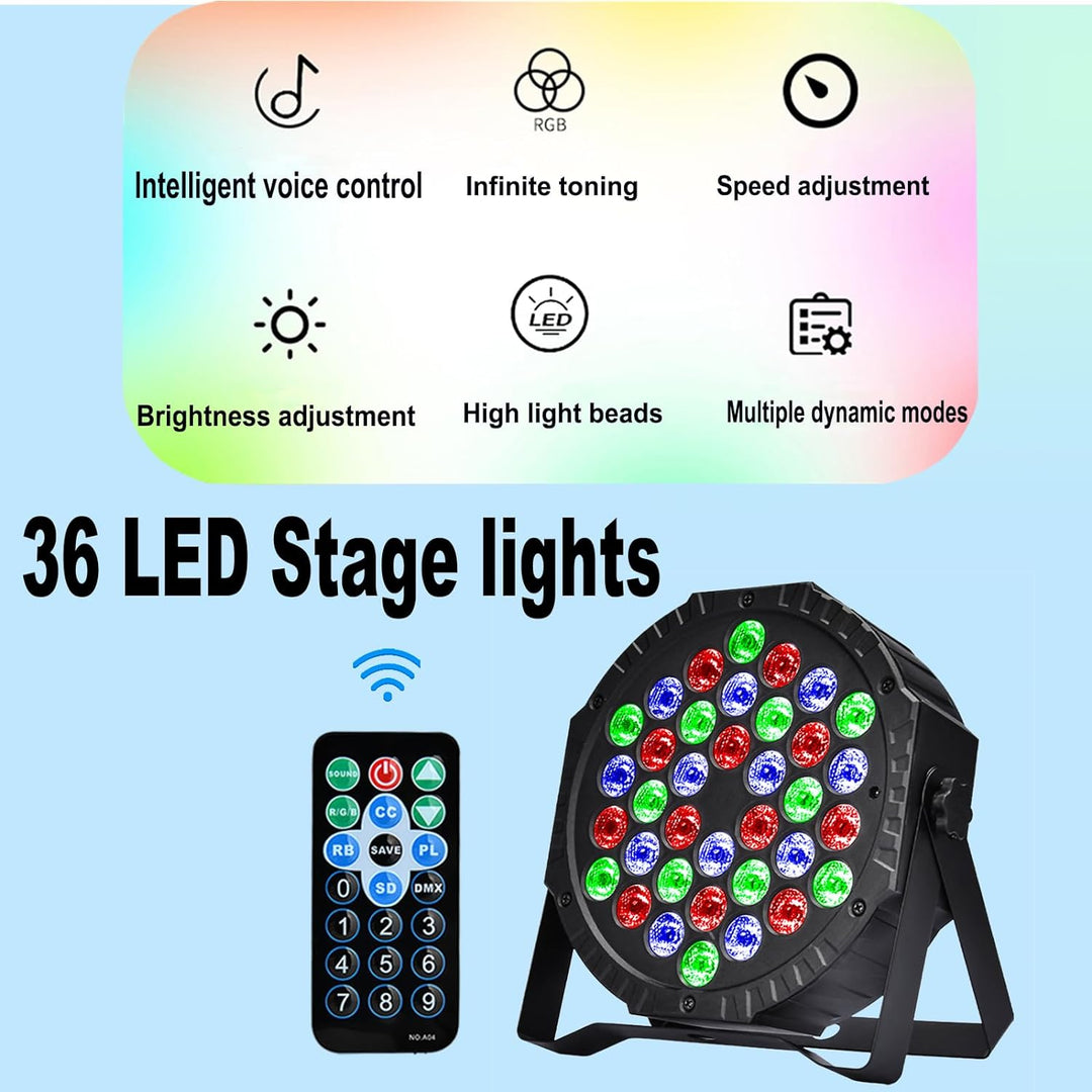 LED Par Strahler 36 LED Bühnenlicht Discolicht Partylicht DJ Licht RGB DMX512 mit Fernbedienung Bühn