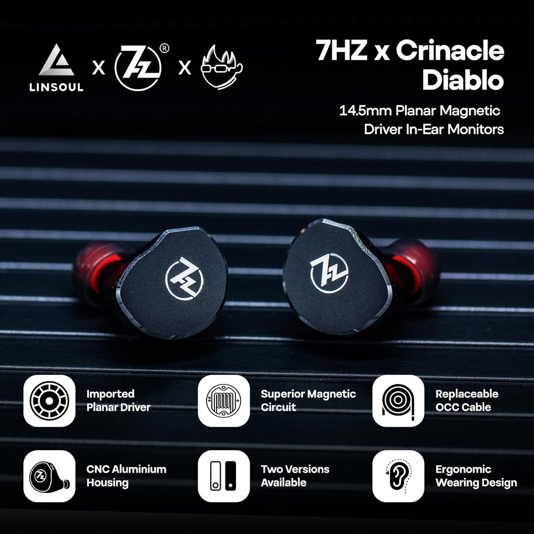 LINSOUL 7Hz x Crinacle: Diablo/Divine In-Ear-Monitore,14,5 mm planarer magnetischer Treiber IEM,HiFi
