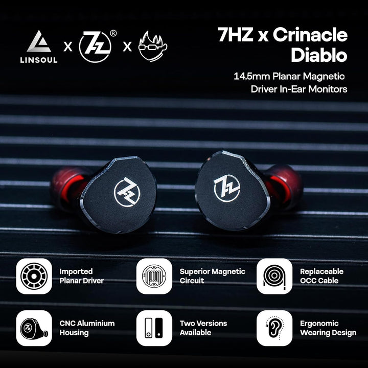 LINSOUL 7Hz x Crinacle: Diablo/Divine In-Ear-Monitore,14,5 mm planarer magnetischer Treiber IEM,HiFi