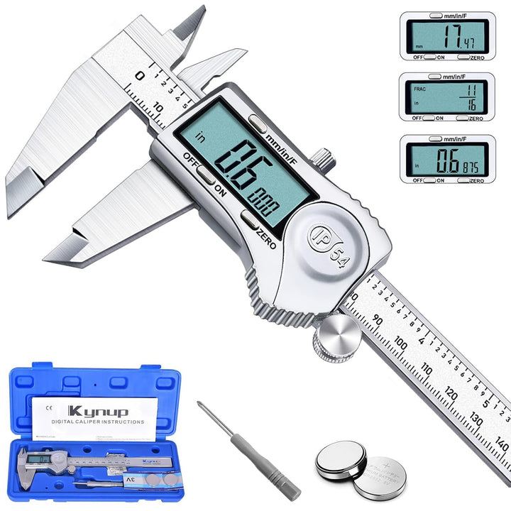 Kynup Digital Messschieber, Schieblehre Messwerkzeuge 150mm/6-Zoll Edelstahl IP54 Spritzwasserdicht