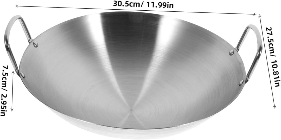 Housoutil Wok- Pfanne Antihaft- Edelstahl- Pfannenpfanne Traditioneller Chinesischer Wok Kratzfestes
