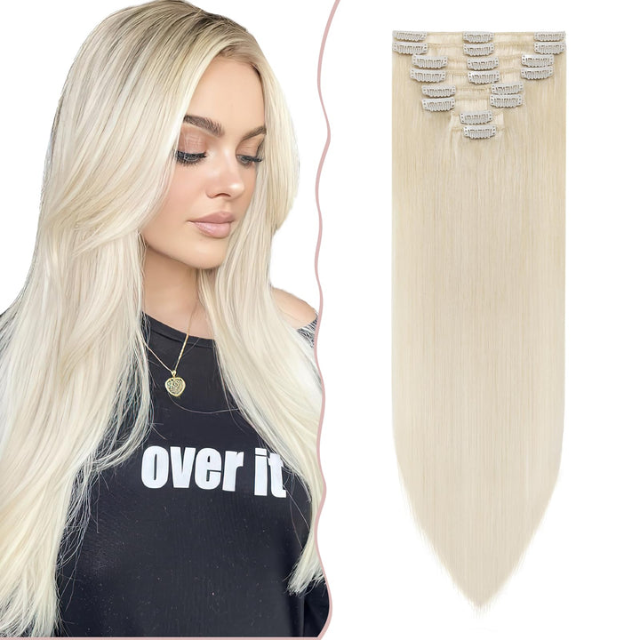 SEGO Clip in Extensions Echthaar 8 Tressen Haarverlängerung Haarteil günstig dünn 100% Remy Human Ha